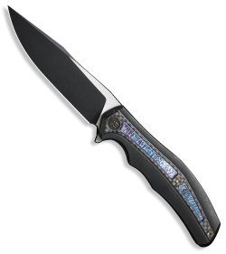 WE Knife Co. Zonda Frame Lock Knife Black Titanium Blue CF (4" Two-Tone)