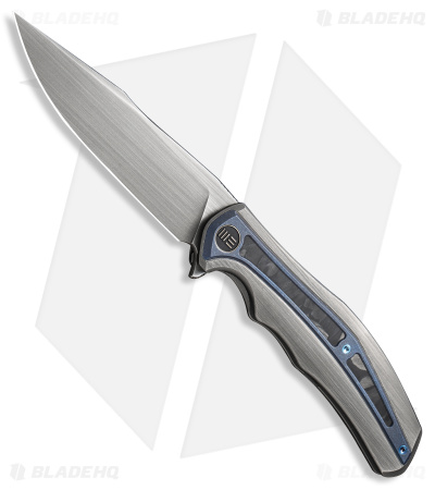 WE Knife Co. Zonda Frame Lock Knife Titanium W/ Blue Inlay (4" Satin) WE22016-4