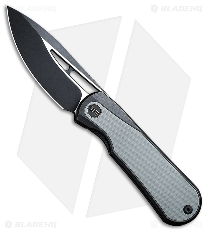 WE Knife Co. Baloo Frame Lock Knife Black Ti/Gray G-10 (3.3" Black SW) WE21033-1