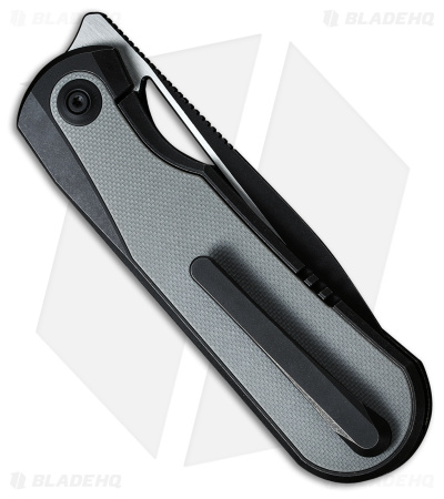 WE Knife Co. Baloo Frame Lock Knife Black Ti/Gray G-10 (3.3" Black SW) WE21033-1