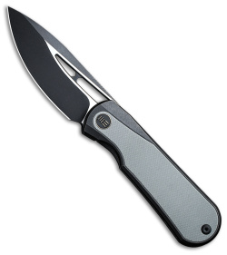 WE Knife Co. Baloo Frame Lock Knife Black Ti/Gray G-10 (3.3" Black SW) WE21033-1