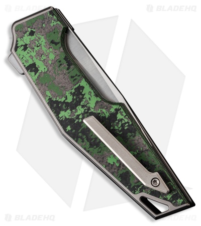 WE Knife Co. OAO Flipper Knife Integral Titanium Jungle Fat CF (3.4" Satin)