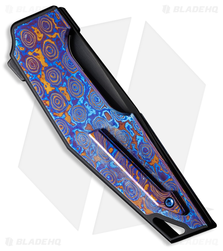 WE Knife Co. OAO Flipper Knife Integral Titanium Timascus Inlay (3.4" Black SW)