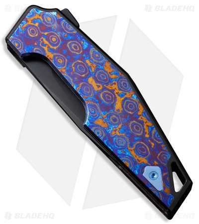 WE Knife Co. OAO Flipper Knife Integral Titanium Timascus Inlay (3.4" Black SW)