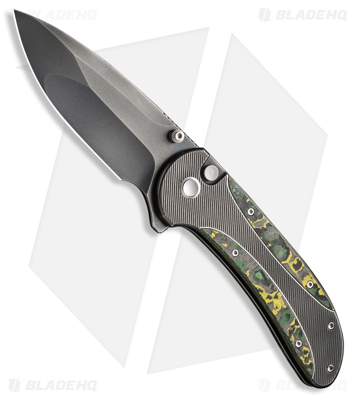 WE Knife Co. Zizzit Button Lock Knife Toxic Storm Fat Carbon/Ti (3.8" Gray)