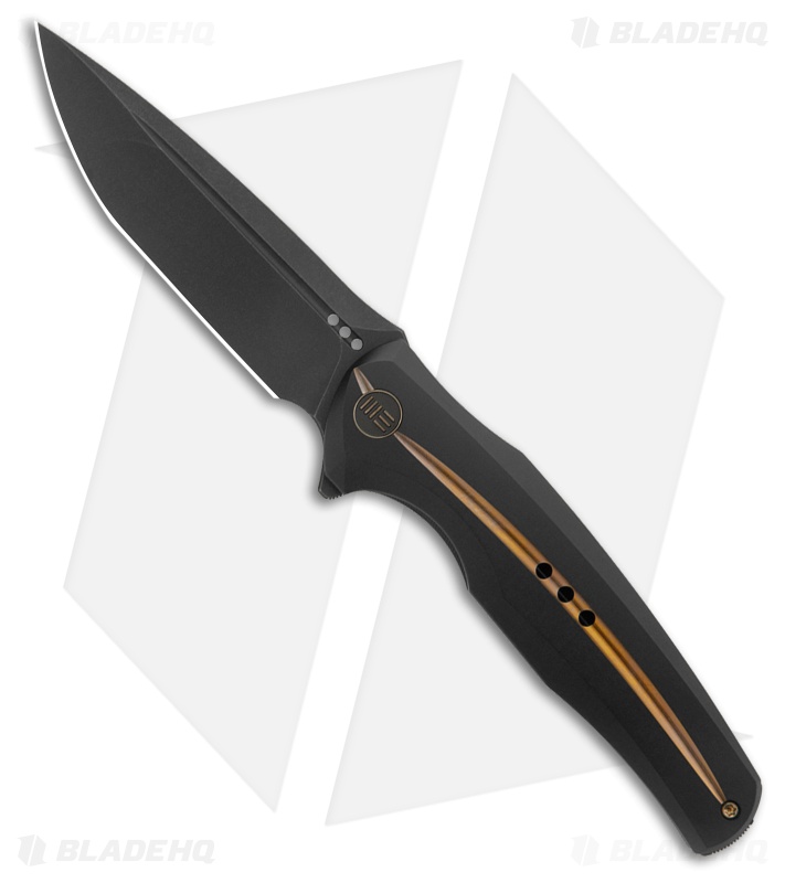 WE Knife Co. 601X Frame Lock Knife Black/Gold Titanium (3.82" Black Stonewash)