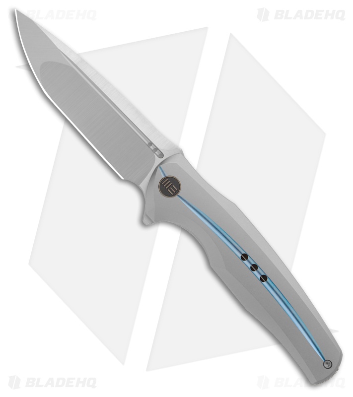 WE Knife Co. 601X Frame Lock Knife Gray/Blue Titanium (3.82" Hand Satin)