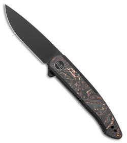 WE Knife Co. Smooth Sentinel Frame Lock Knife Black Titanium/Copper CF (3" BW) 