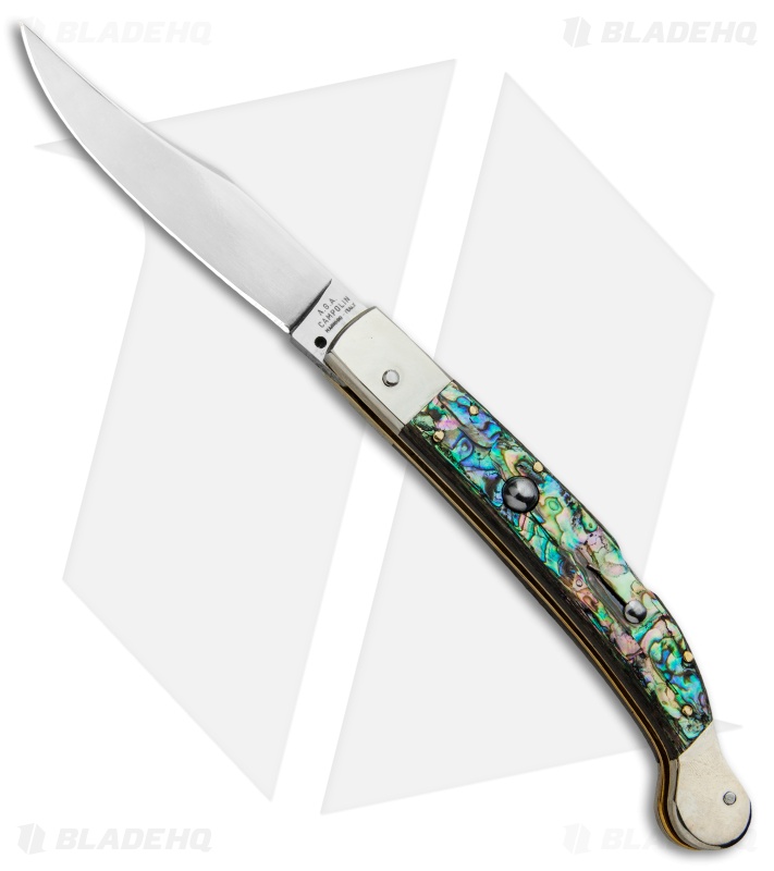 AGA Campolin 9" Sahara Italian Stiletto Lockback Automatic Abalone (3.8" Mirror)