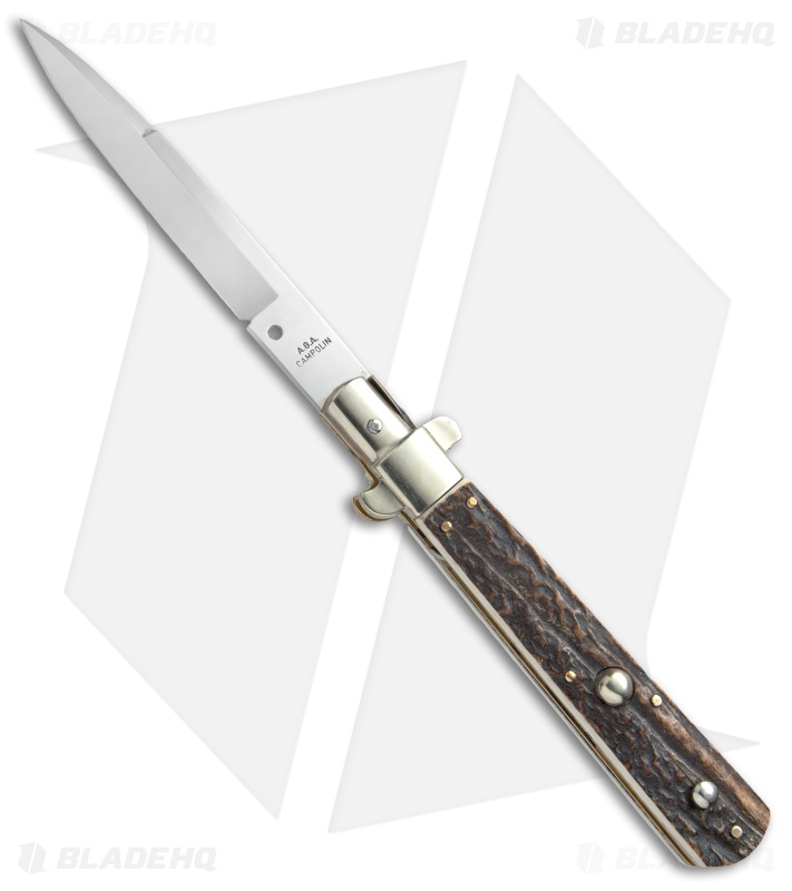 AGA Campolin 13" Italian Frosolone Automatic Knife Stag Horn (6.5" Bayonet)