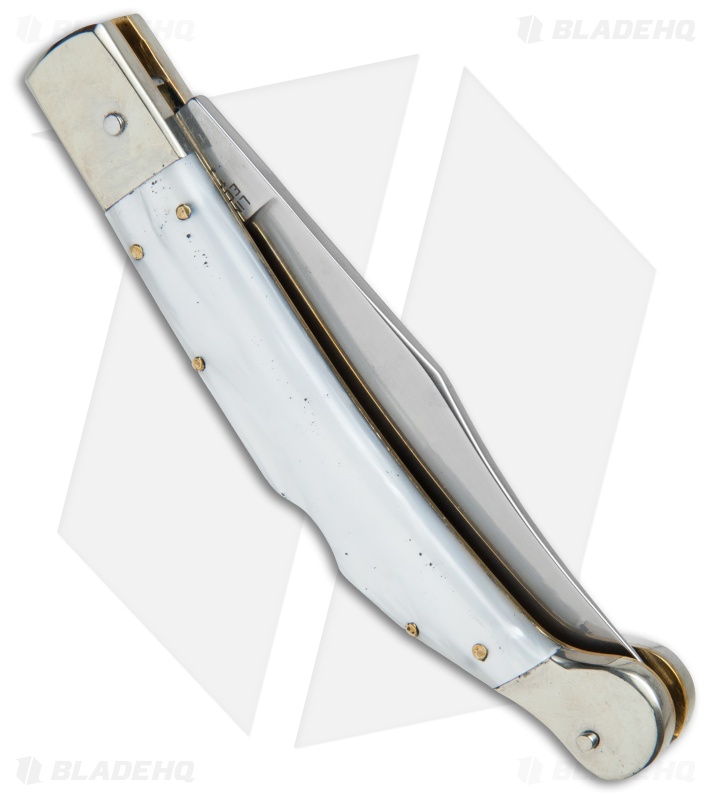 AGA Campolin 9" Sahara Italian Stiletto Lockback Automatic Pearlex (3.8" Mirror)