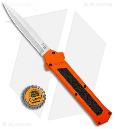 AKC F-16 D/A Bayonet OTF Automatic Knife Orange (3.3" Satin)