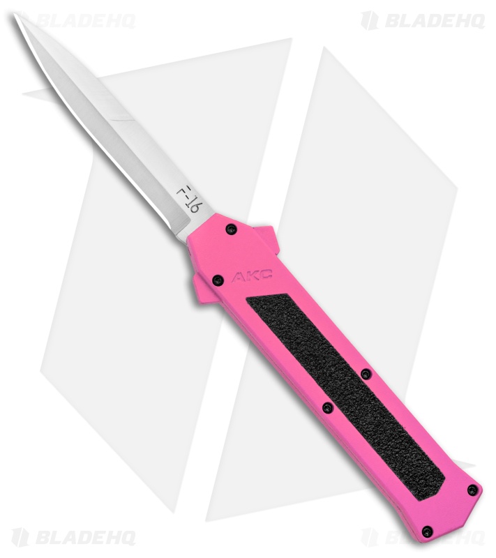 AKC F-16 D/A Bayonet OTF Automatic Knife Pink (3.3" Satin)