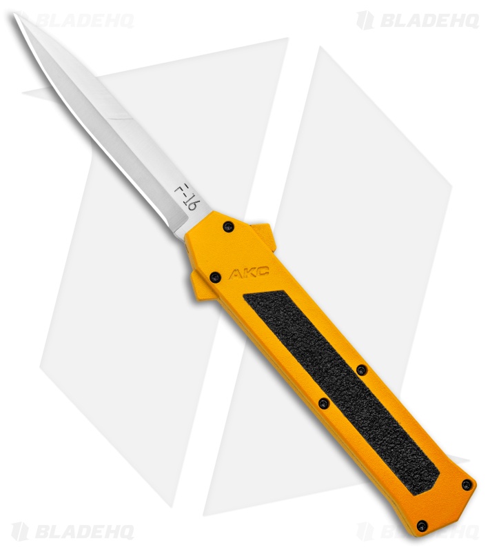 AKC F-16 D/A Bayonet OTF Automatic Knife Yellow (3.3" Satin)