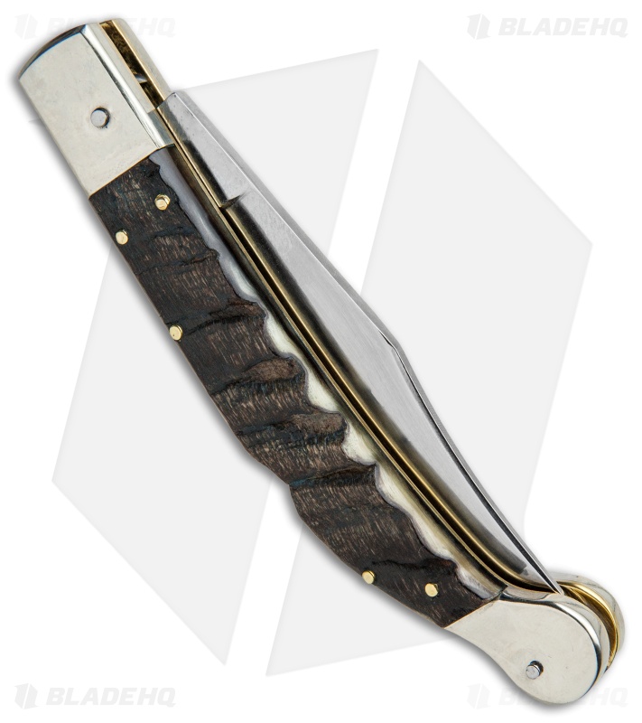 AGA Campolin 9" Sahara Italian Stiletto Automatic Knife Ram Horn (3.8" Mirror)