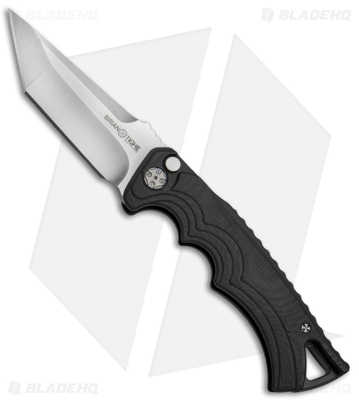 Brian Tighe & Friends Large Tighe Fighter Tanto Auto Knife Black G-10 (3.7" SW)