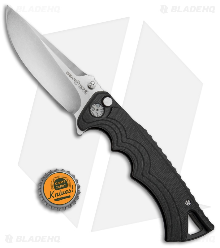 Brian Tighe & Friends Large Tighe Fighter Flipper Knife Blk G-10 (3.7" Satin/SW)