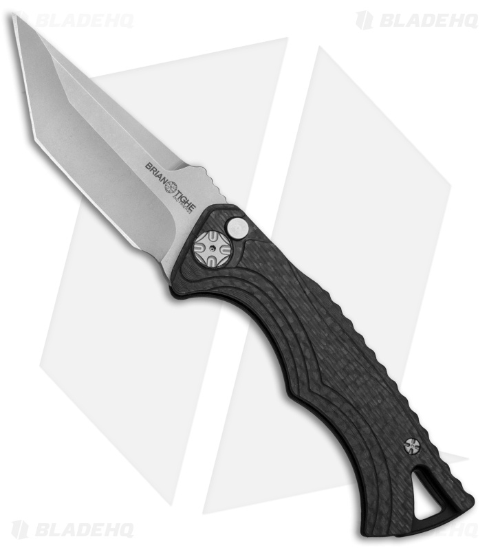 Brian Tighe & Friends Small Tighe Fighter Tanto Automatic Knife CF(3" BB/SW)