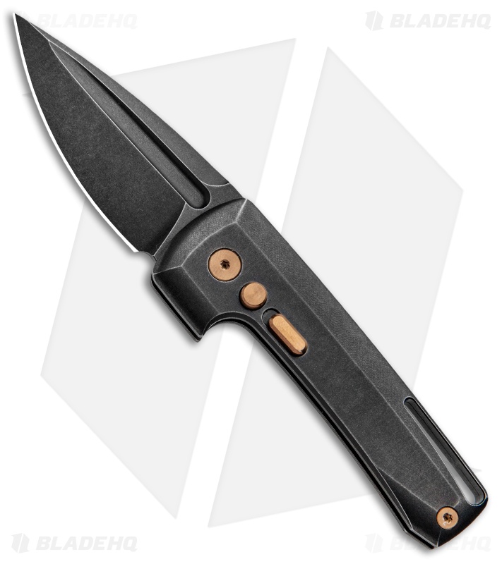 D Rocket Design Harlock Automatic Knife Black Titanium (2" Black)