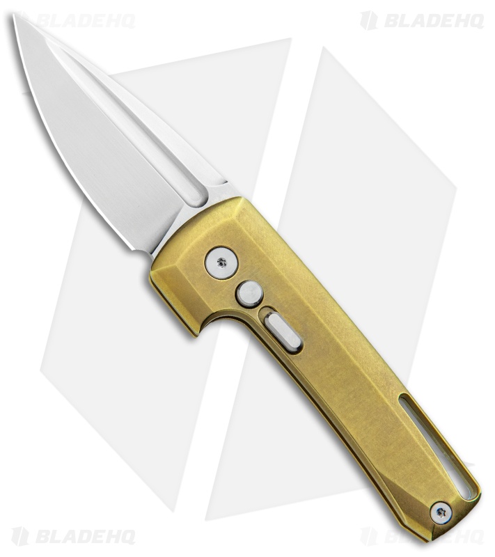 D Rocket Design Harlock Automatic Knife Gold Titanium (2" Satin)