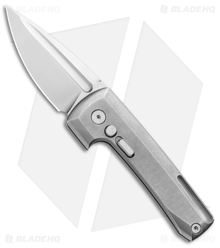 D Rocket Design Harlock Automatic Knife Polished Titanium (2" Satin)