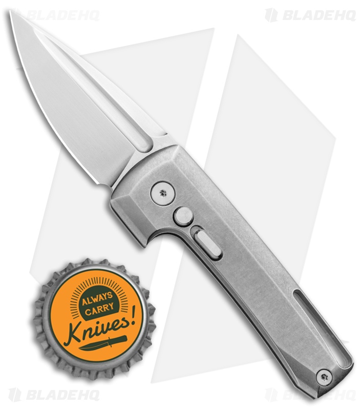 D Rocket Design Harlock Automatic Knife Polished Titanium (2" Satin)