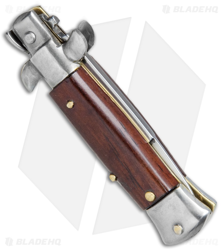 4.5" Italian Mini Stiletto Bayonet Automatic Knife Gonzo Wood (2" Satin)
