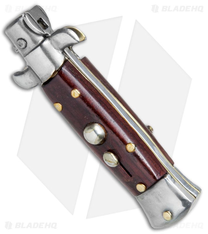 4.5" Italian Mini Stiletto Bayonet Automatic Knife Gonzo Wood (2" Satin)