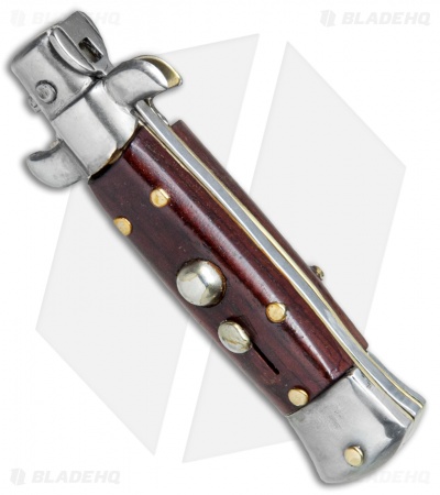 4.5" Italian Mini Stiletto Bayonet Automatic Knife Gonzo Wood (2" Satin)