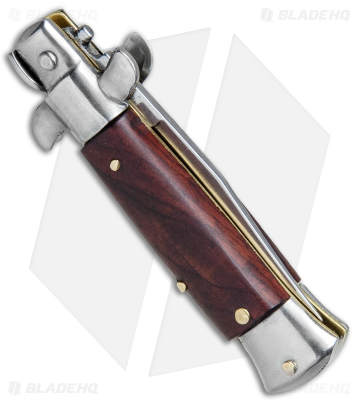 4.5" Italian Mini Stiletto Clip Point Automatic Knife Gonzo Wood (2" Satin)