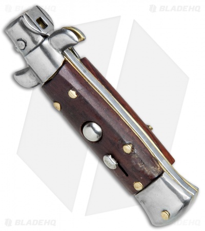 4.5" Italian Mini Stiletto Clip Point Automatic Knife Gonzo Wood (2" Satin)