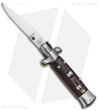 4.5" Italian Mini Stiletto Clip Point Automatic Knife Gonzo Wood (2" Satin)