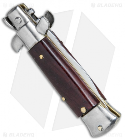 4.5" Italian Mini Stiletto Kris Automatic Knife Gonzo Wood (2" Satin)