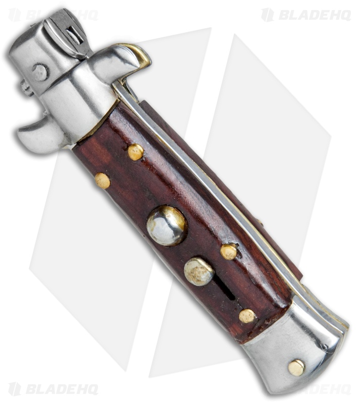 4.5" Italian Mini Stiletto Kris Automatic Knife Gonzo Wood (2" Satin)