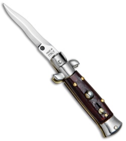 4.5" Italian Mini Stiletto Kris Automatic Knife Gonzo Wood (2" Satin)