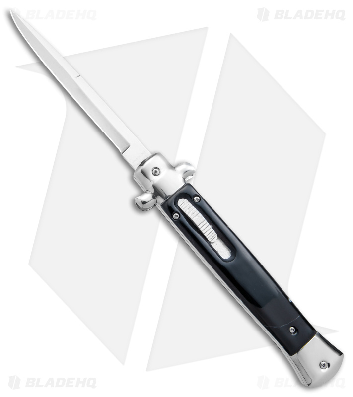11" Italian Stiletto OTF Automatic Knife Black Marble (4.75" Satin) w/o Clip