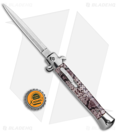 Mago 11" Diamondback  Italian Stiletto Dagger Automatic OTF-Silver Bolsters