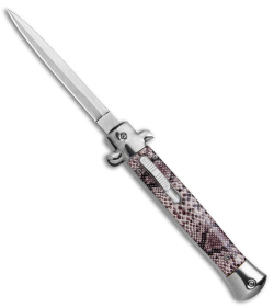 Mago 11" Diamondback  Italian Stiletto Dagger Automatic OTF-Silver Bolsters