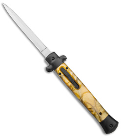 11" Italian Stiletto OTF Automatic Knife Gold Smoke Abyss (4.9" Satin) Dagger