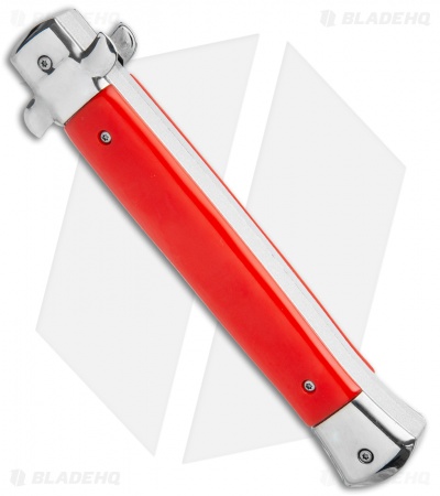 Mago 11" Italian Stiletto OTF Automatic Knife Red/Polished (Satin Bayonet)
