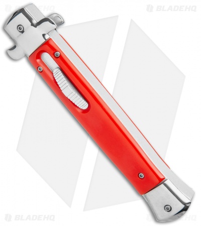 Mago 11" Italian Stiletto OTF Automatic Knife Red/Polished (Satin Bayonet)