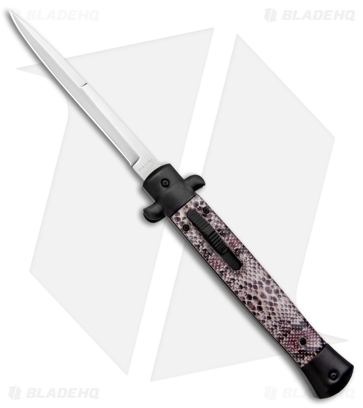 Mago 11" Italian Stiletto Black OTF Automatic Knife Sidewinder (4.8" Satin)