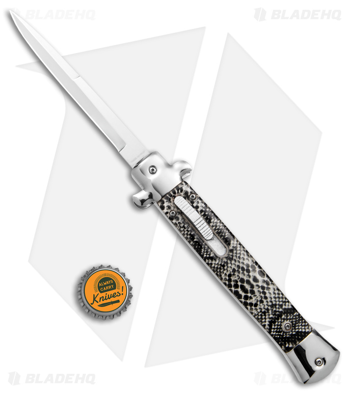 Mago 11"  Italian Stiletto OTF Automatic Knife Sidewinder (4.8" Satin) w/o Clip