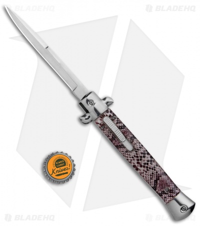 Mago 11"  Italian Stiletto OTF Automatic Knife Sidewinder Red (4.8" Satin)