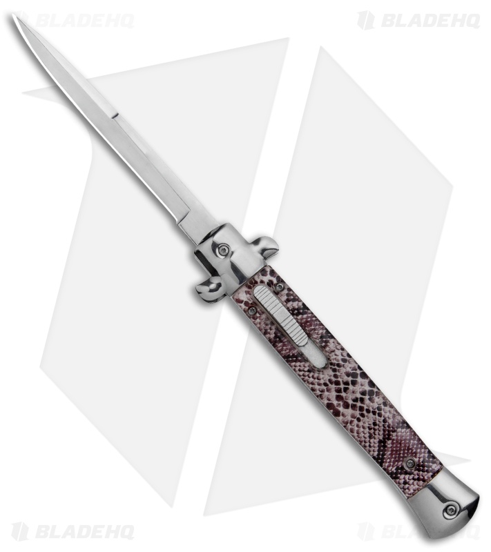 Mago 11" Italian Stiletto OTF Automatic Knife Sidewinder (4.8" Satin)