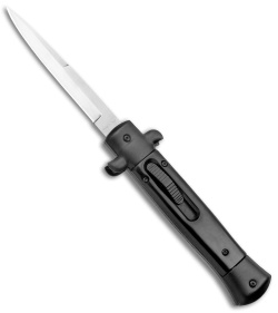 Mago 9" Black Marble Italian Stiletto OTF Auto Knife Bayonet Black Bolster 