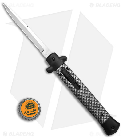 11" Italian Stiletto OTF Automatic Knife Carbon Fiber (4.9" Satin) Bayo