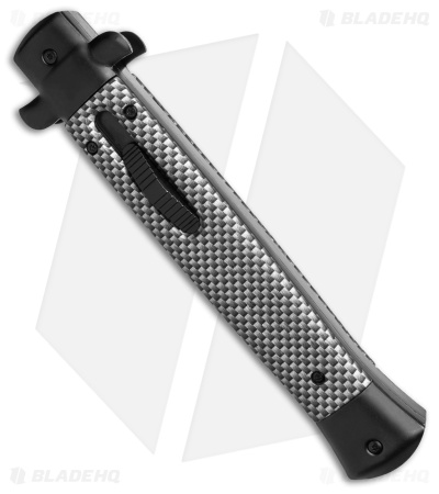 11" Italian Stiletto OTF Automatic Knife Carbon Fiber (4.9" Satin) Bayo