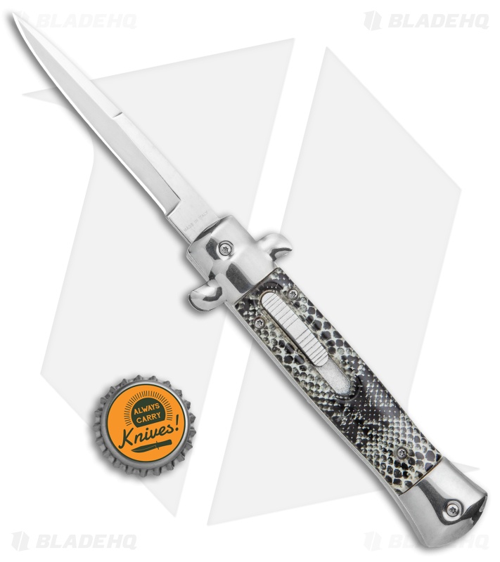 9" Italian Stiletto OTF Automatic Knife Cottonmouth (3.8" Satin)