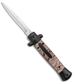 Mago 9"  Italian Stiletto OTF Automatic Bayo Black Diamondback (3.8" Satin)